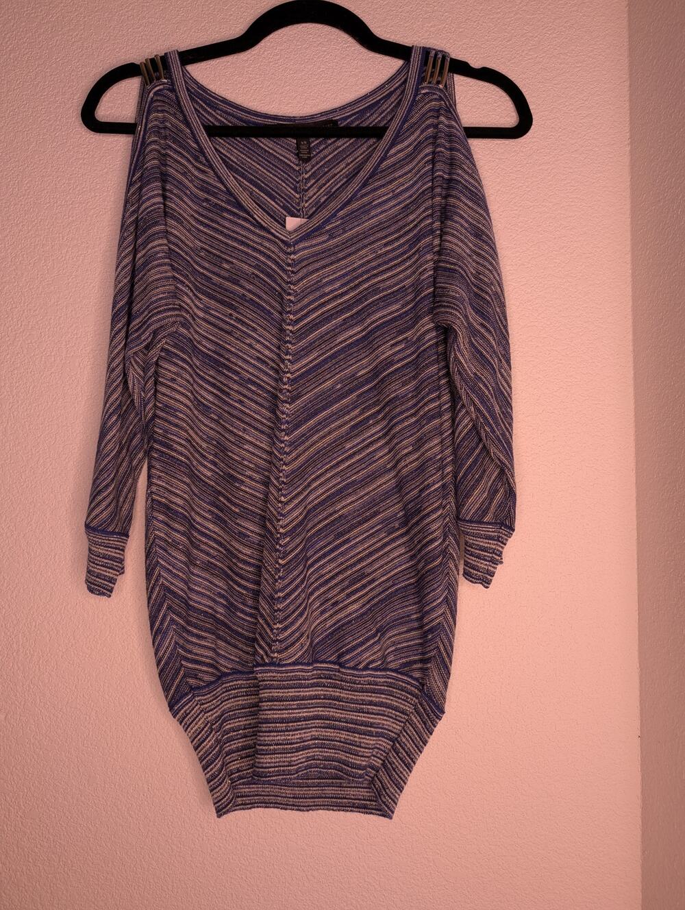 White House Black Market NWT Sparkle Striped Blouse Boho Chic XS Office Travel